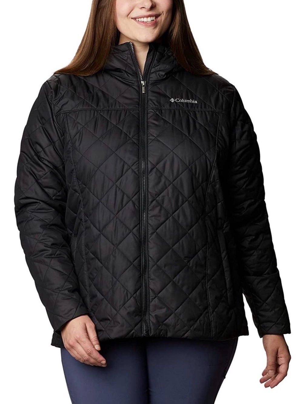 NWT Columbia Black Copper Crest Quilted Hooded Jacket Size 1X Plus Size